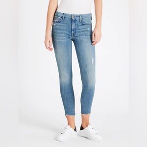 MOTHER Denim The Looker Ankle Step Fray Jeans in Where There's Smoke 27 EUC